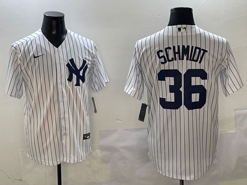 Men New York Yankees #36 Schmidt White Stripe Game 2025 Nike MLB Jersey style 1->new york yankees->MLB Jersey
